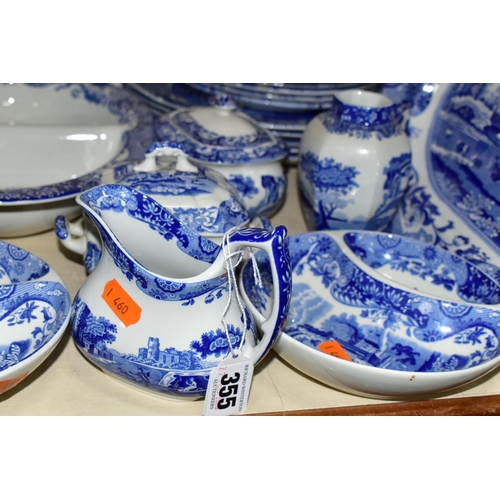 355 - A QUANTITY OF BLUE AND WHITE SPODE ITALIAN DESIGN DINNERWARES, comprising five dinner plates, six si... 