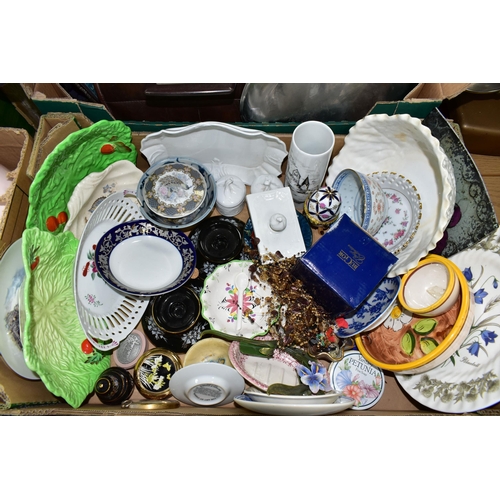 382 - SIX BOXES AND LOOSE CERAMICS AND OTHER ORNAMENTS, to include Danbury Mint and one Lilliput Lane cott... 