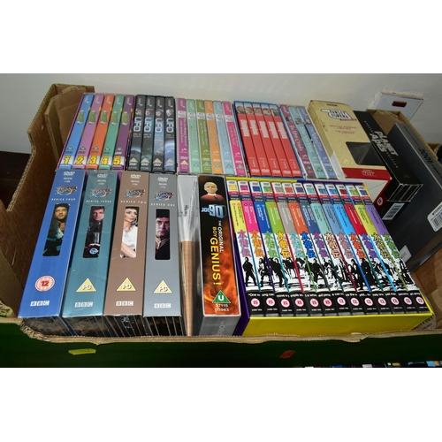 394 - NINE BOXES OF D.V.DS, BLUE RAY AND VIDEOS, approximately four hundred D.V.Ds and videos, assorted ti... 