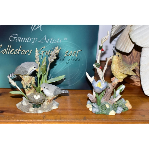 396 - A GROUP OF BOXED BIRD ORNAMENTS, comprising Country Artists 06079 'Wrens on Bird Bath', CA06097 'Kin... 