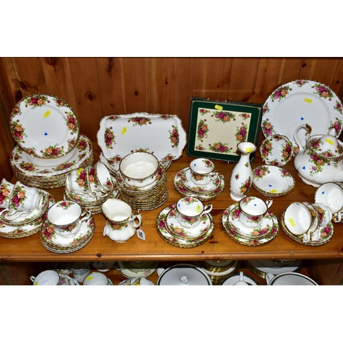 397 - A COLLECTION OF ROYAL ALBERT 'OLD COUNTRY ROSES' PATTERN TEAWARES, comprising a teapot (marked as se... 