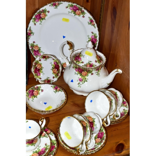 397 - A COLLECTION OF ROYAL ALBERT 'OLD COUNTRY ROSES' PATTERN TEAWARES, comprising a teapot (marked as se... 