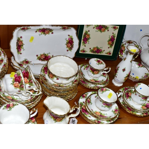 397 - A COLLECTION OF ROYAL ALBERT 'OLD COUNTRY ROSES' PATTERN TEAWARES, comprising a teapot (marked as se... 