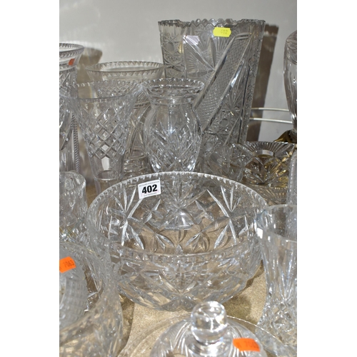 402 - A QUANTITY OF CUT CRYSTAL AND GLASSWARES, comprising a Stuart Crystal decanter, two Edinburgh Crysta... 