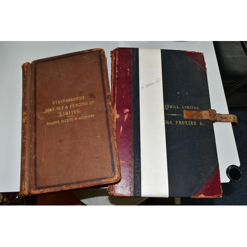 421 - TWO VICTORIAN / EDWARDIAN LEDGERS, one belonging to F.W. Cotterill Ltd, Transfers. Proxies &c. the o... 