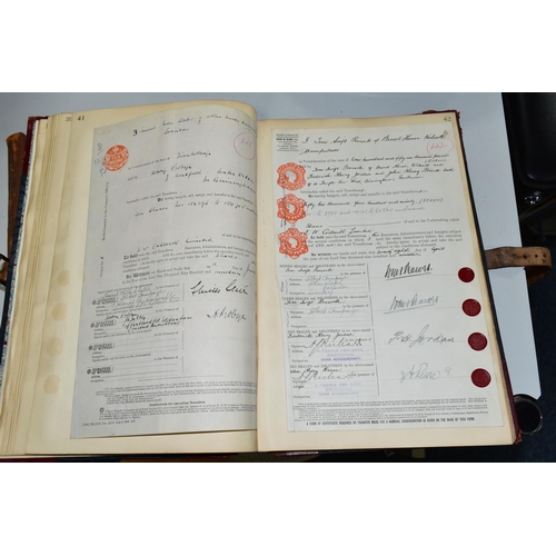 421 - TWO VICTORIAN / EDWARDIAN LEDGERS, one belonging to F.W. Cotterill Ltd, Transfers. Proxies &c. the o... 