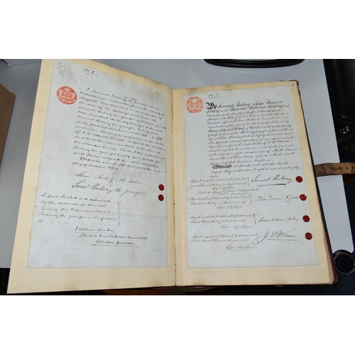 421 - TWO VICTORIAN / EDWARDIAN LEDGERS, one belonging to F.W. Cotterill Ltd, Transfers. Proxies &c. the o... 