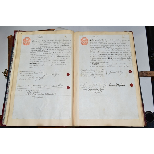 421 - TWO VICTORIAN / EDWARDIAN LEDGERS, one belonging to F.W. Cotterill Ltd, Transfers. Proxies &c. the o... 