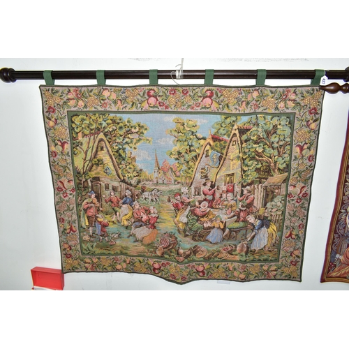 427 - TWO LARGE WALL HANGINGS, of traditional style, woven and lined, comprising Romance at Camelot by Mar... 