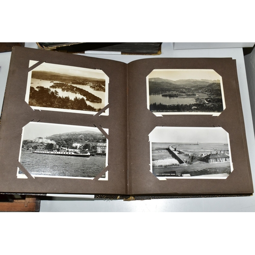 428 - POSTCARDS, Approximately 1075 Postcards in three albums and one box comprising topographical views, ... 