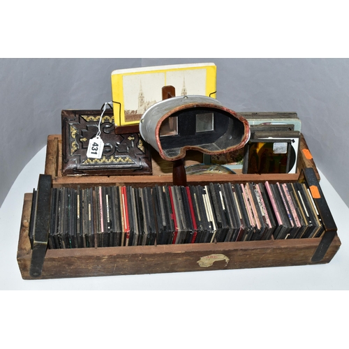 431 - MAGIC LANTERN SLIDES, approximately one hundred and fifty 8.3cm x 8.3cm glass slides depicting topog... 