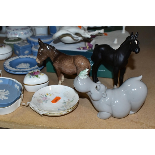 436 - A GROUP OF CERAMICS, to include a Nao hippo figure, a Beswick Donkey no 1364B and Black Beauty Foal ... 