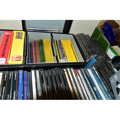 437 - FOUR BOXES AND LOOSE CDS AND SUNDRY ITEMS, to include a folder of P&O menu covers, a box of eighty t... 