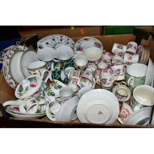 442 - SEVEN BOXES AND LOOSE CERAMICS AND GLASS, to include a twenty two piece M & S Spring Meadow dinner s... 