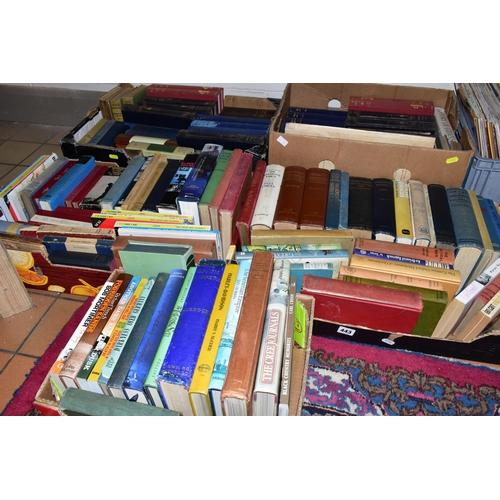 443 - Five Boxes of BOOKS containing over 120 miscellaneous titles in hardback and paperback formats, subj... 