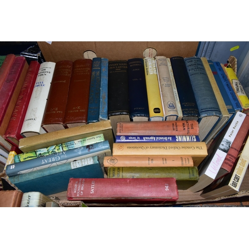 443 - Five Boxes of BOOKS containing over 120 miscellaneous titles in hardback and paperback formats, subj... 