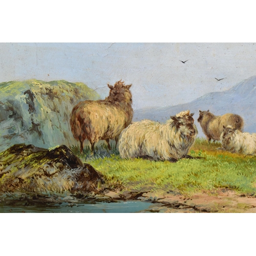 451 - F. PARK (19TH CENTURY) A PASTORAL LANDSCAPE DEPICTING SHEEP RESTING, small pool of water to the fore... 