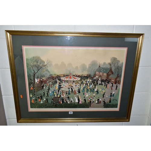 455 - FIVE FRAMED SIGNED LIMITED EDITION PRINTS, comprising Helen Bradley 'The Fair at Daisy Nook', approx... 