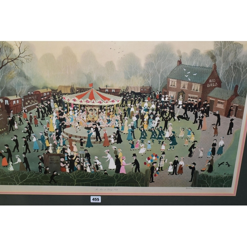 455 - FIVE FRAMED SIGNED LIMITED EDITION PRINTS, comprising Helen Bradley 'The Fair at Daisy Nook', approx... 