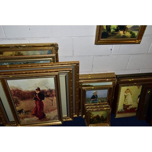 456 - TWENTY FIVE ASSORTED DECORATIVE PRINTS ETC, to include reproductions of paintings on canvas, subject... 