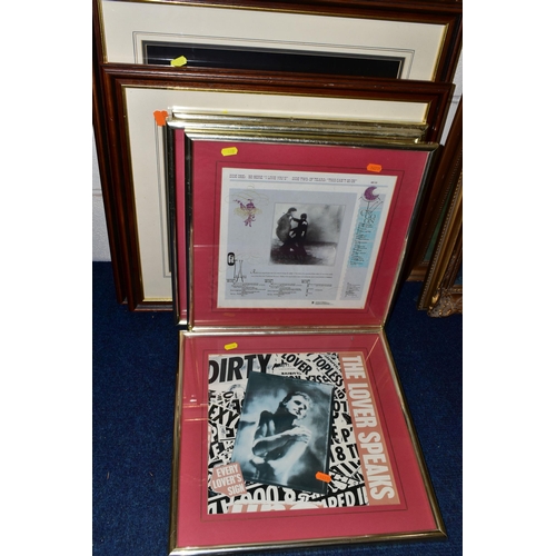 460 - FRAMED MUSIC EPHEMERA ETC, comprising Simple Minds, Heaven 17, The Lover Speaks - two versions, Joy ... 