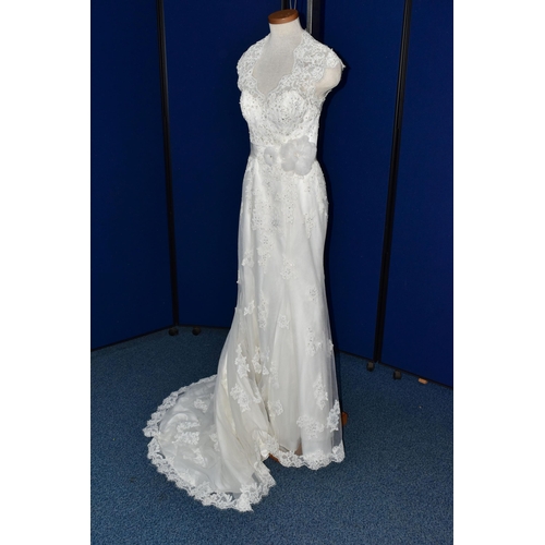 256 - WEDDING DRESS, end of season stock clearance (may have slight marks or very minor damage) size 8, iv... 