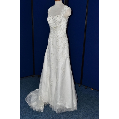 269 - WEDDING DRESS, end of season stock clearance (may have slight marks or very minor damage) size 8, sw... 