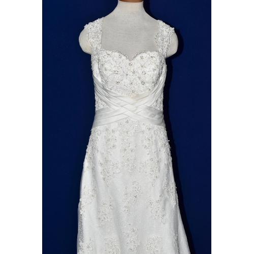 269 - WEDDING DRESS, end of season stock clearance (may have slight marks or very minor damage) size 8, sw... 