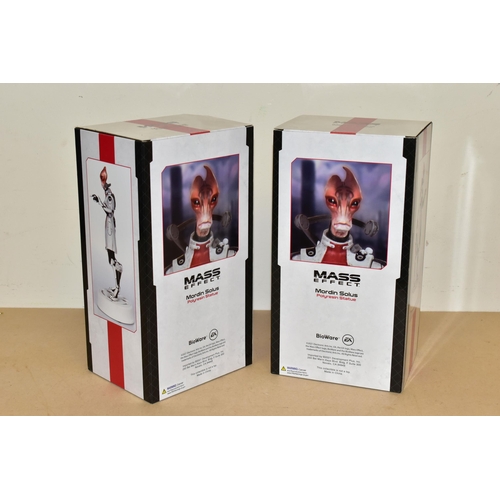 694 - TWO MASS EFFECT MORDIN SOLUS POLYRESIN STATUES UNOPENED, statues have not been removed from their or... 