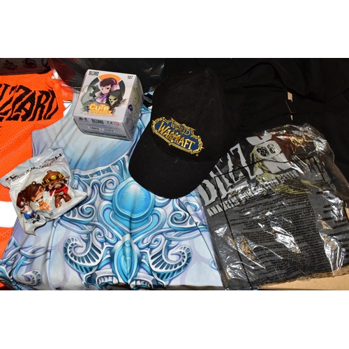 699 - BOX CONTAINING BLIZZARD CLOTHING AND ACCESSORIES, clothing includes a World of Warcraft costume, two... 