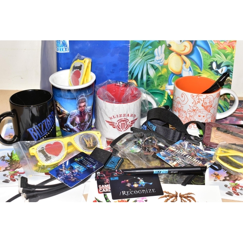 700 - BOX CONTAINING BLIZZARD MEMROBELLIA, items include Blizzard employee exclusive power bank, a Blizzar... 