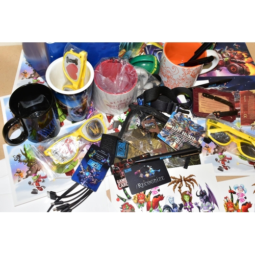 700 - BOX CONTAINING BLIZZARD MEMROBELLIA, items include Blizzard employee exclusive power bank, a Blizzar... 