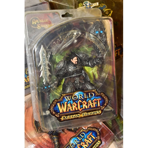 707 - BOX CONTAINING SEVEN SEALED WORLD OF WARCRAFT ACTION FIGURES, figures include the Undead Warlock, Va... 