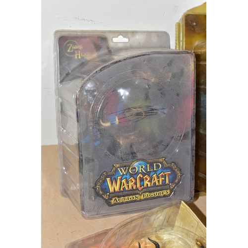 707 - BOX CONTAINING SEVEN SEALED WORLD OF WARCRAFT ACTION FIGURES, figures include the Undead Warlock, Va... 