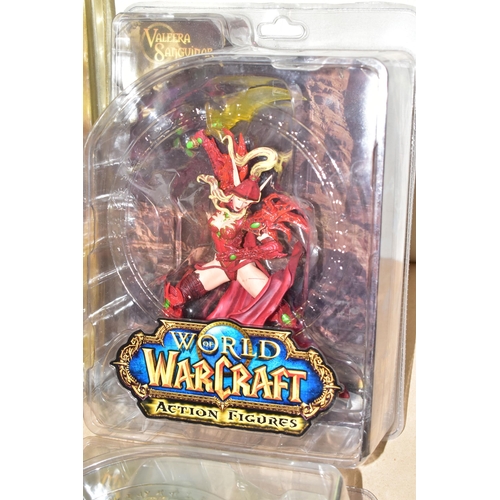 707 - BOX CONTAINING SEVEN SEALED WORLD OF WARCRAFT ACTION FIGURES, figures include the Undead Warlock, Va... 