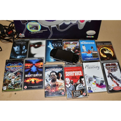 716 - SONY PSP 2003 MODEL, WITH A QUANTITY OF GAMES, CHARGER, UMD MOVIES AND PLUG AND PLAY CONSOLE, games ... 