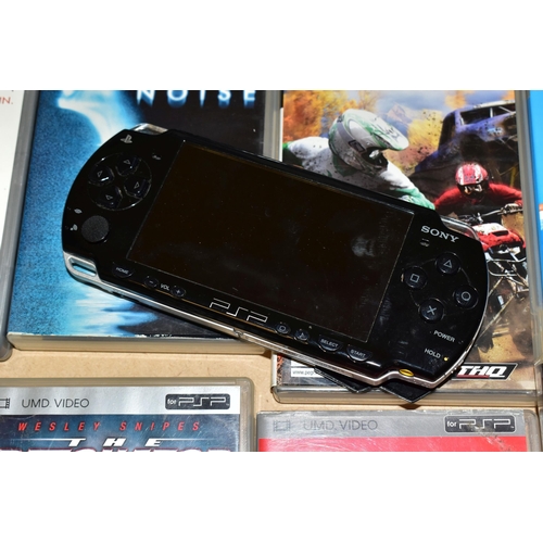 716 - SONY PSP 2003 MODEL, WITH A QUANTITY OF GAMES, CHARGER, UMD MOVIES AND PLUG AND PLAY CONSOLE, games ... 