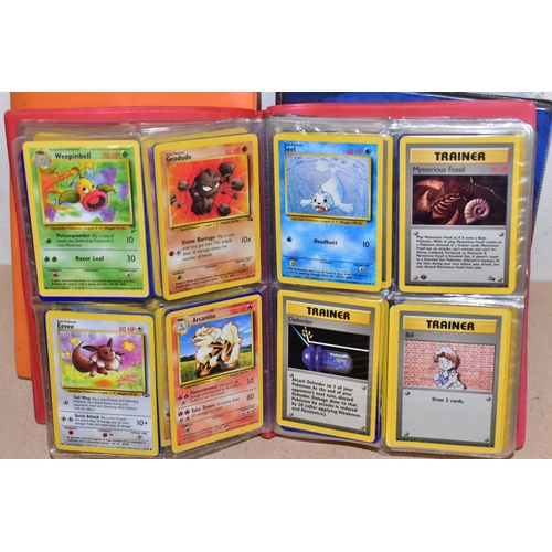 791 - THREE FOLDERS AND A BOX CONTAINING A LARGE QUANTITY OF POKEMON CARDS, the orange folder contains ove... 