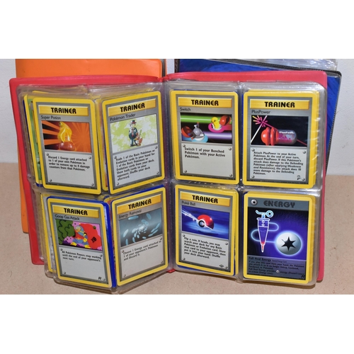 791 - THREE FOLDERS AND A BOX CONTAINING A LARGE QUANTITY OF POKEMON CARDS, the orange folder contains ove... 