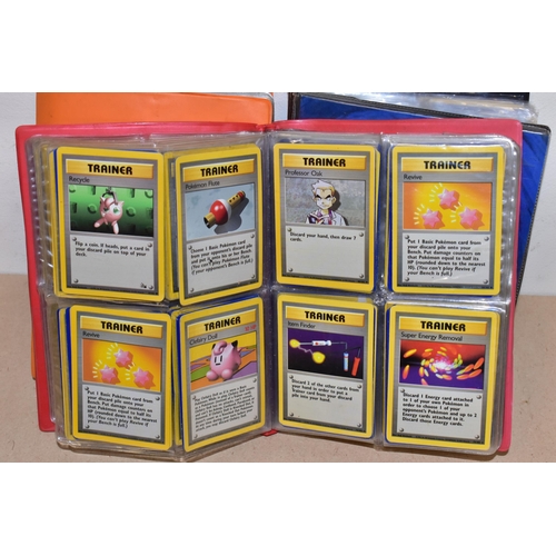 791 - THREE FOLDERS AND A BOX CONTAINING A LARGE QUANTITY OF POKEMON CARDS, the orange folder contains ove... 