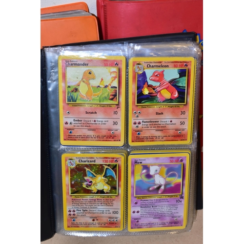 791 - THREE FOLDERS AND A BOX CONTAINING A LARGE QUANTITY OF POKEMON CARDS, the orange folder contains ove... 