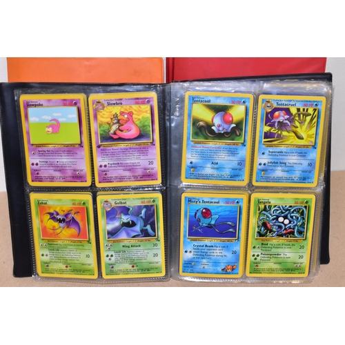 791 - THREE FOLDERS AND A BOX CONTAINING A LARGE QUANTITY OF POKEMON CARDS, the orange folder contains ove... 