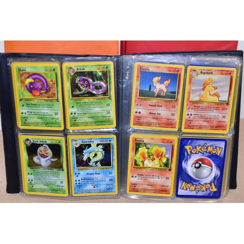 791 - THREE FOLDERS AND A BOX CONTAINING A LARGE QUANTITY OF POKEMON CARDS, the orange folder contains ove... 