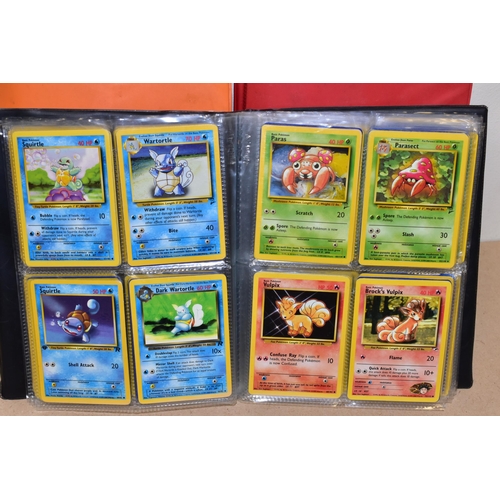 791 - THREE FOLDERS AND A BOX CONTAINING A LARGE QUANTITY OF POKEMON CARDS, the orange folder contains ove... 