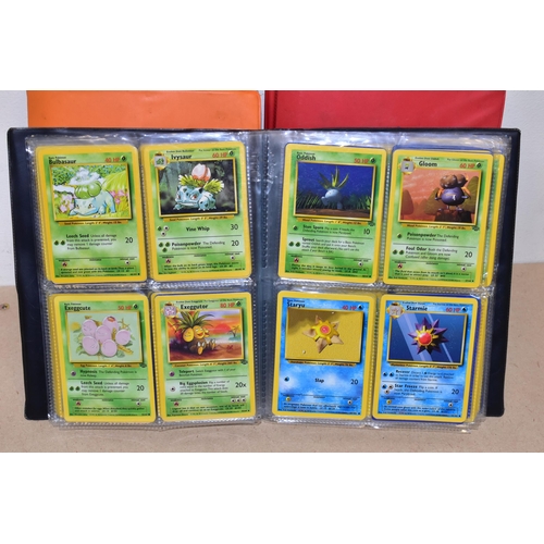 791 - THREE FOLDERS AND A BOX CONTAINING A LARGE QUANTITY OF POKEMON CARDS, the orange folder contains ove... 