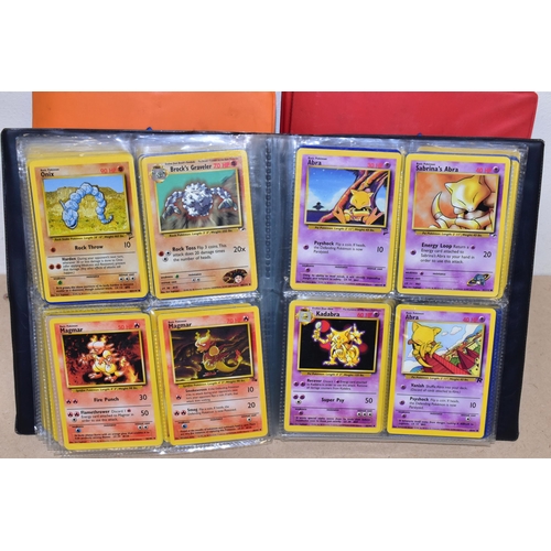 791 - THREE FOLDERS AND A BOX CONTAINING A LARGE QUANTITY OF POKEMON CARDS, the orange folder contains ove... 