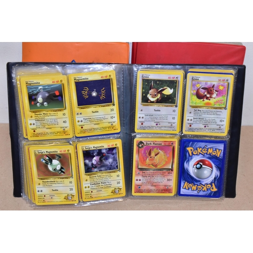 791 - THREE FOLDERS AND A BOX CONTAINING A LARGE QUANTITY OF POKEMON CARDS, the orange folder contains ove... 