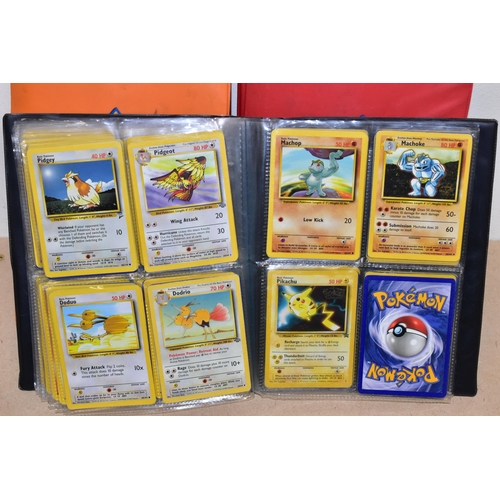 791 - THREE FOLDERS AND A BOX CONTAINING A LARGE QUANTITY OF POKEMON CARDS, the orange folder contains ove... 