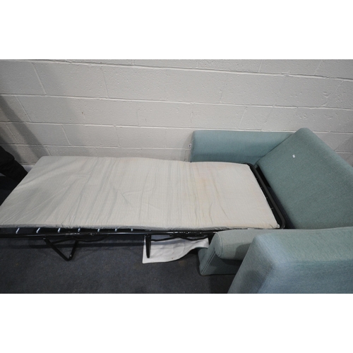 1200 - A DFS MINT GREEN SINGLE SOFA BED, width 113cm x depth 97cm x height 72cm