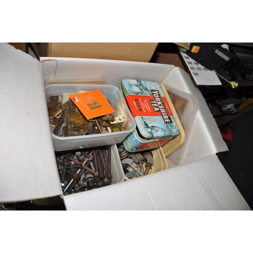 1053 - NINE BOXES OF TOOLS AND ACCESSORIES including Forstner bits, two glue guns, a vintage blow torch, a ... 